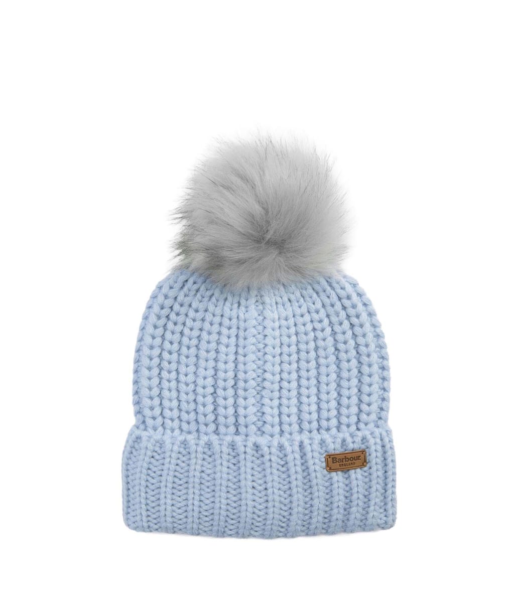 Women's Barbour Saltburn Bobble Hat - Ice Blue