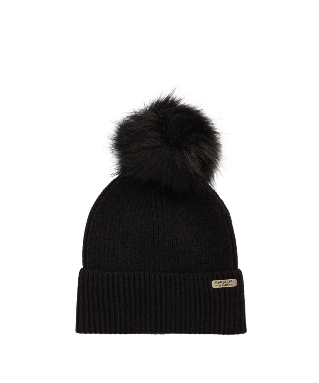 Women's Barbour International Mallory Pom Beanie - Black 2