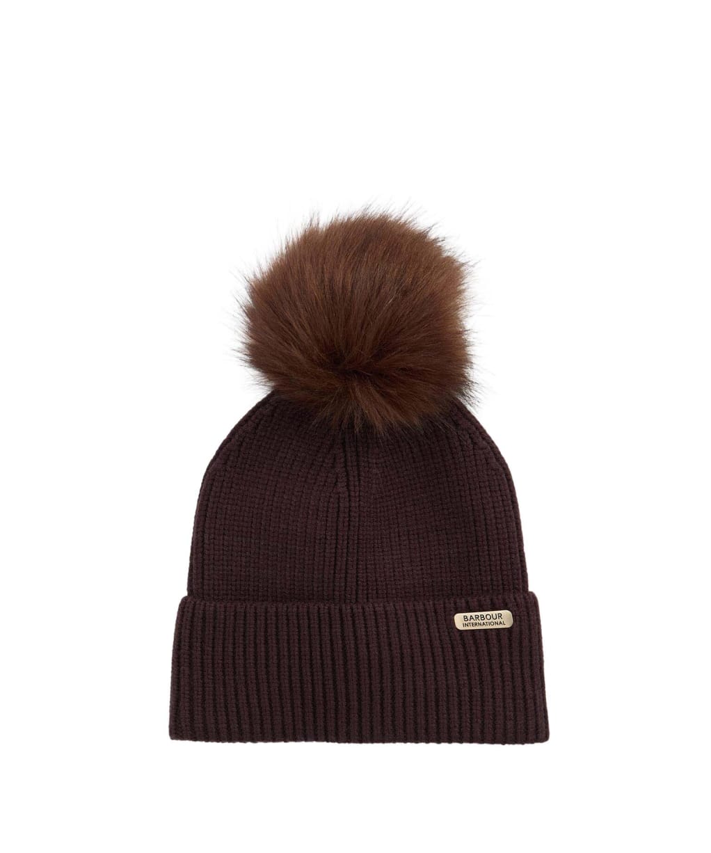 Women's Barbour International Mallory Pom Beanie - Chocolate