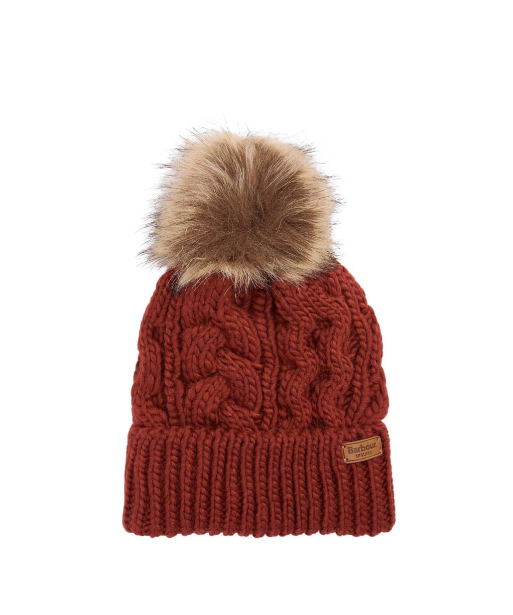 Women's Barbour Penshaw Cable Beanie - Burnt Henna