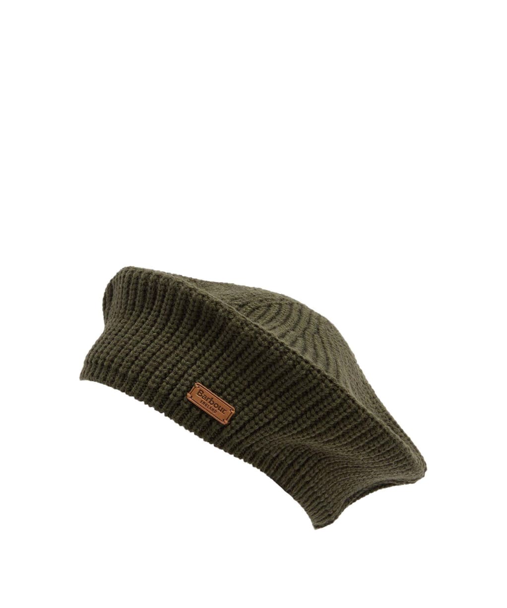 Women's Barbour Beldon Beret Beanie Hat - Olive
