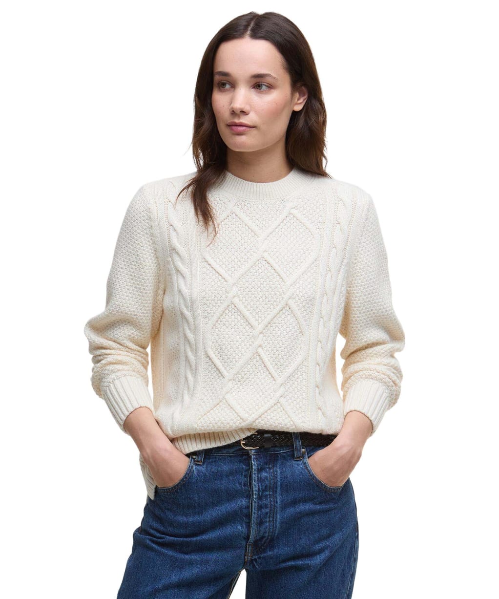 Women's Barbour Burne Crew Knitted Jumper - Ecru