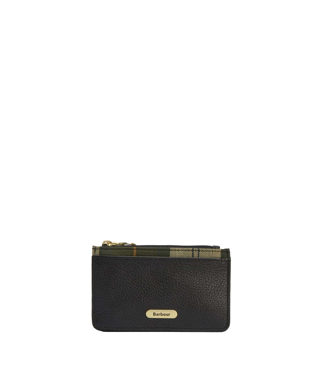 Women's Barbour Alder Leather Card Holder - Black / Ancient 