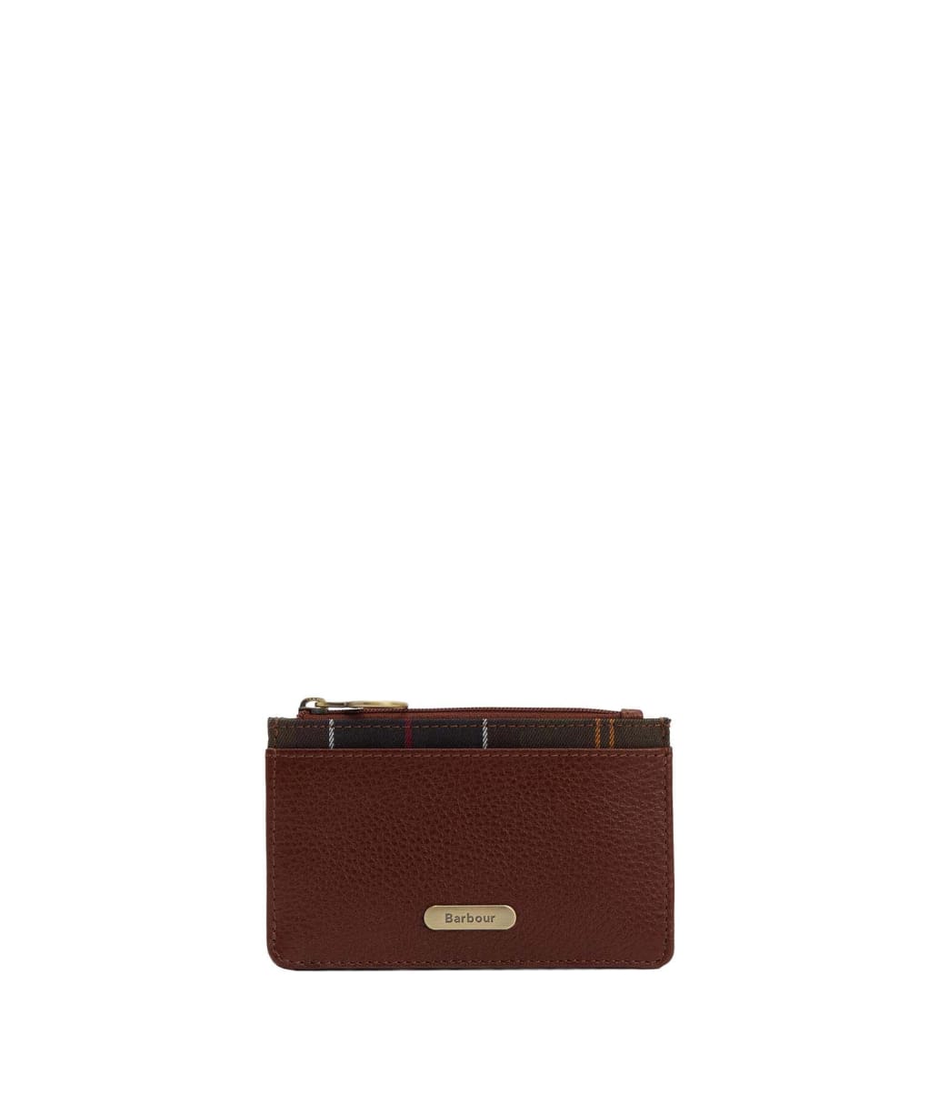 Women's Barbour Alder Leather Card Holder - Brown / Classic