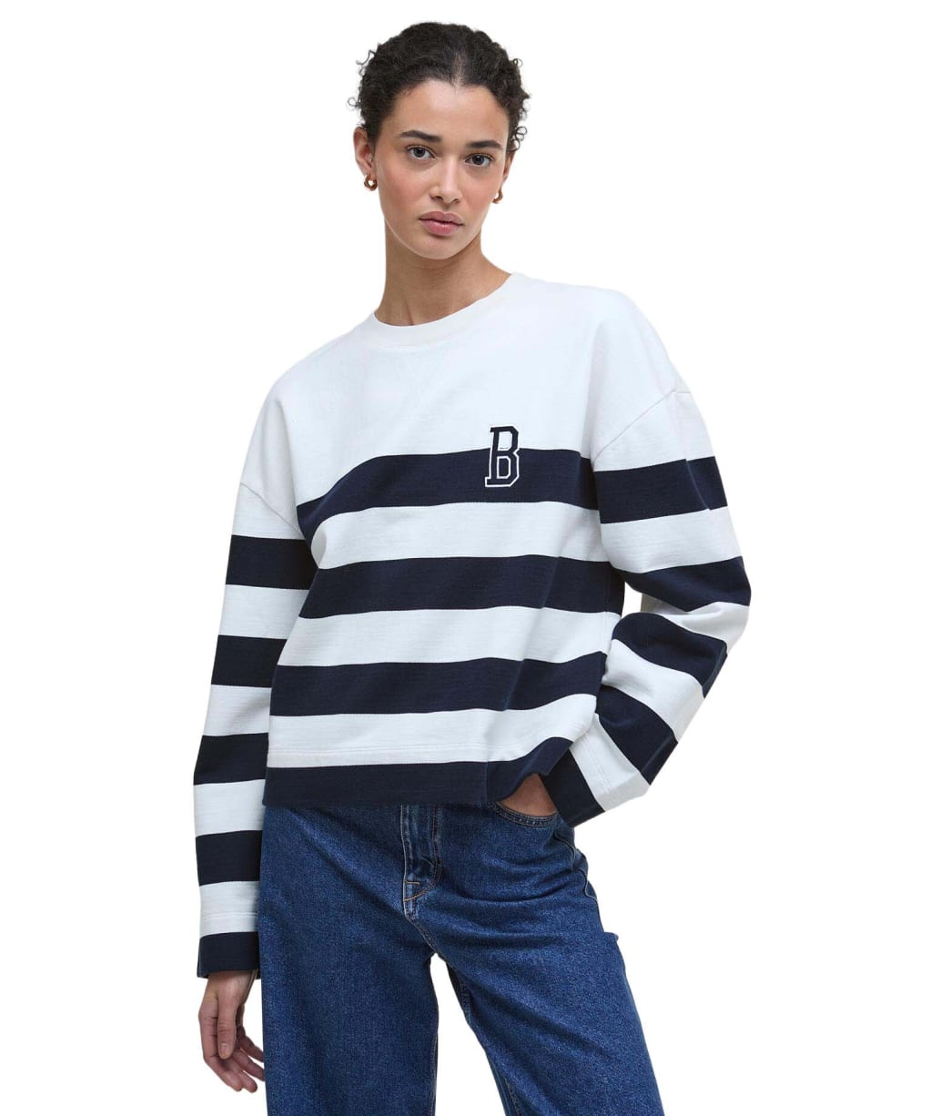 Women's Barbour Faye Sweatshirt - Cloud / Navy Stripe