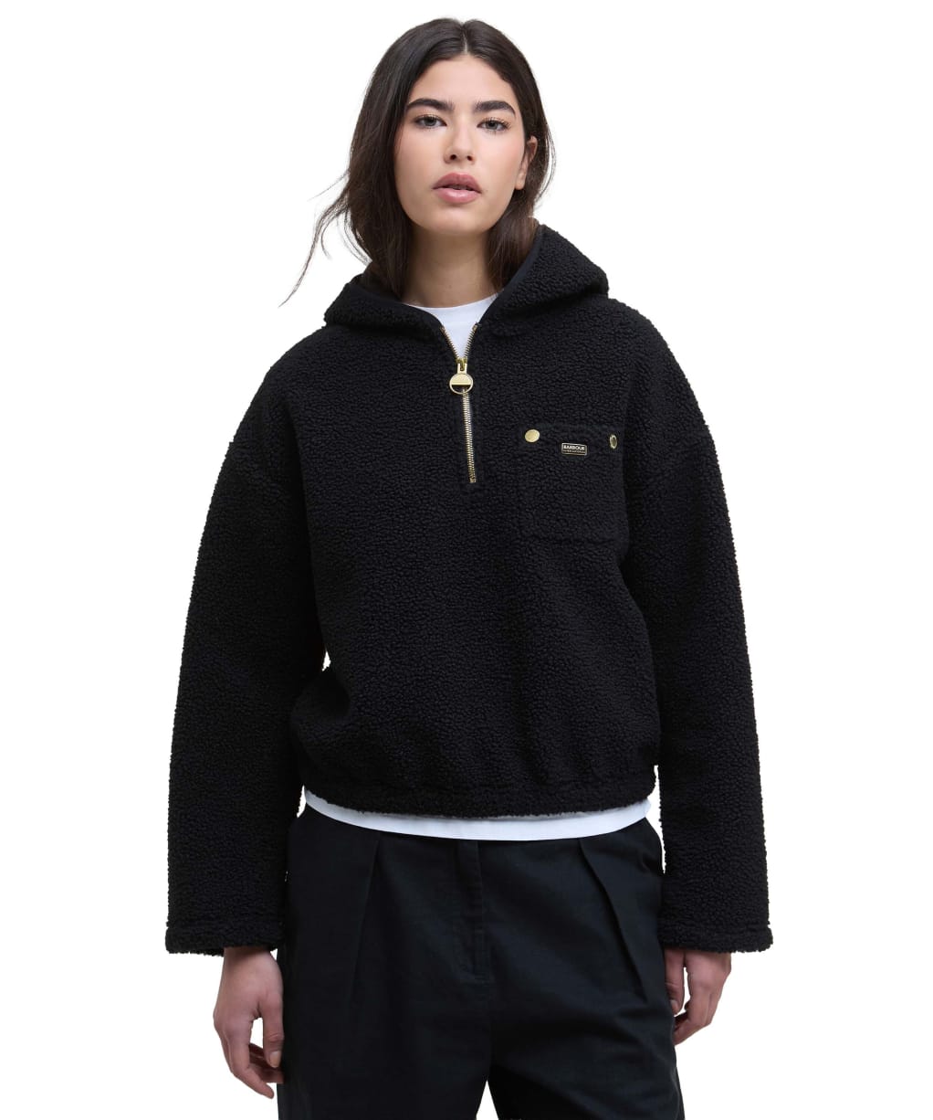 Women's Barbour International Lola Fleece Hoodie - Black