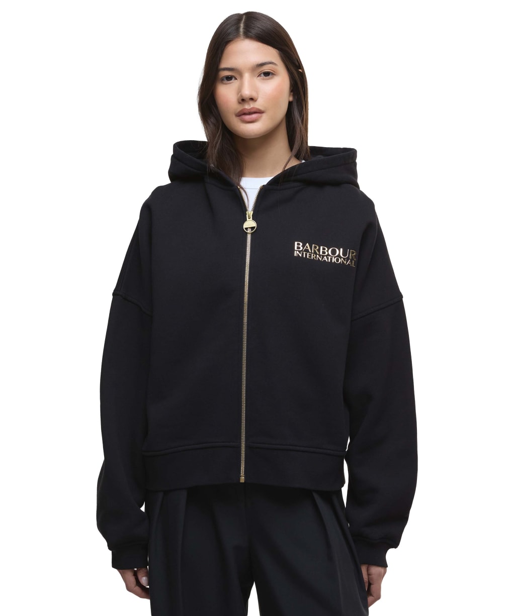 Women's Barbour International Lana Zip Hoodie - Black