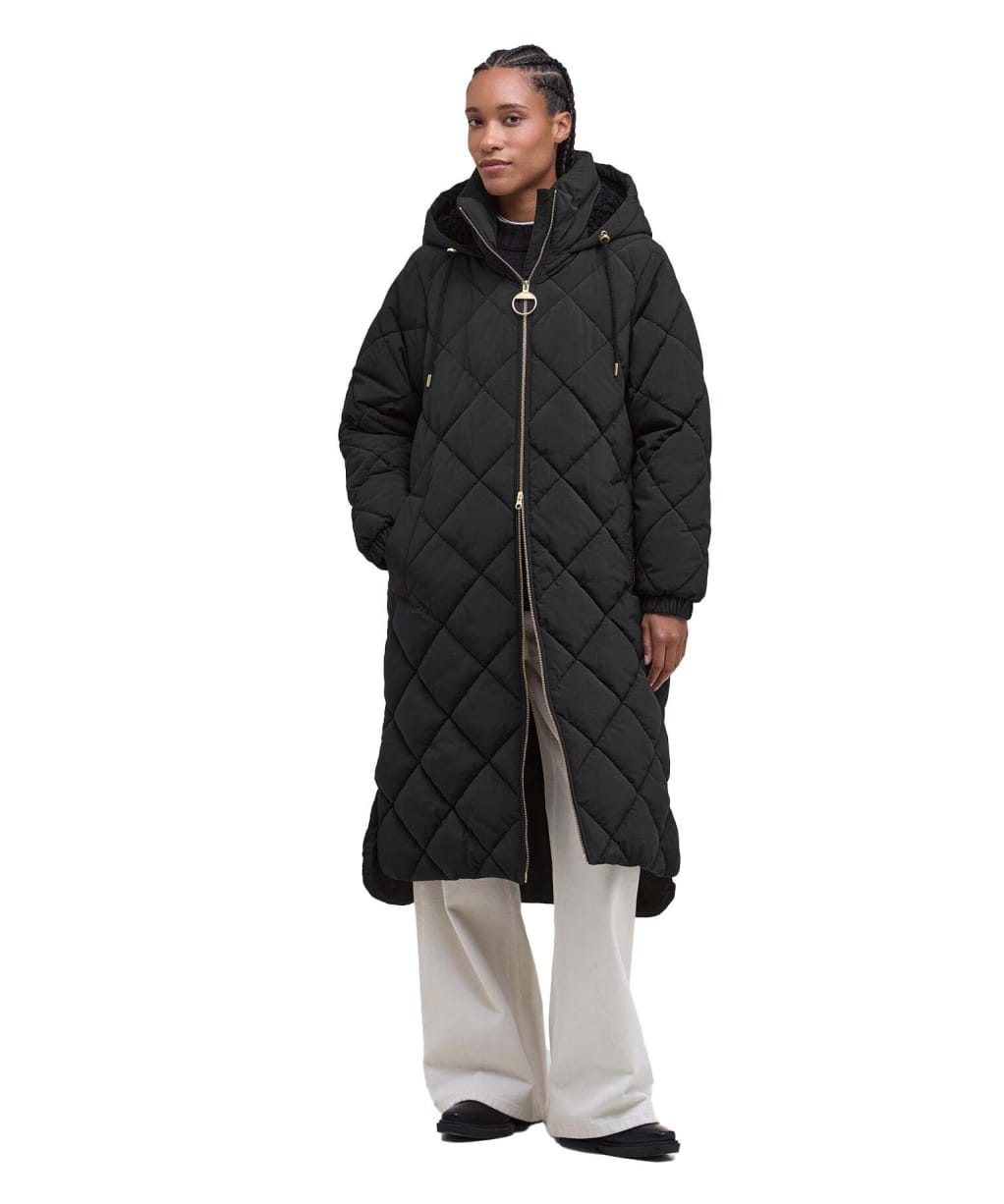 Women's Barbour Kirkton Puffer Jacket - Black / Classic Tartan