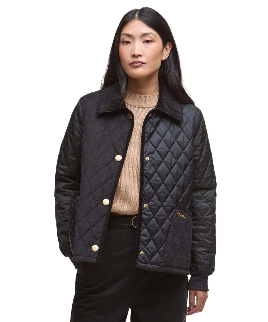 Women's Barbour Marla Quilted Jacket - Black / Classic Tartan