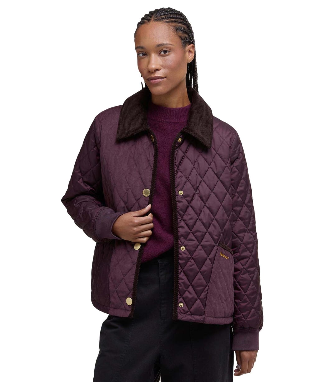 Women's Barbour Marla Quilted Jacket - Blak Cherry / Dark Brown / Muted Tartan
