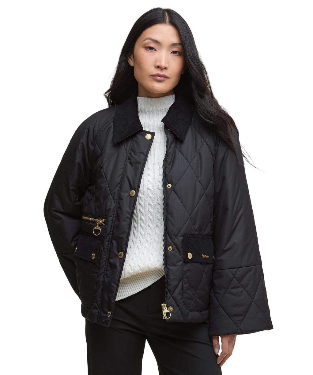 Women's Barbour Martha Quilted Jacket - Black / Classic Tartan