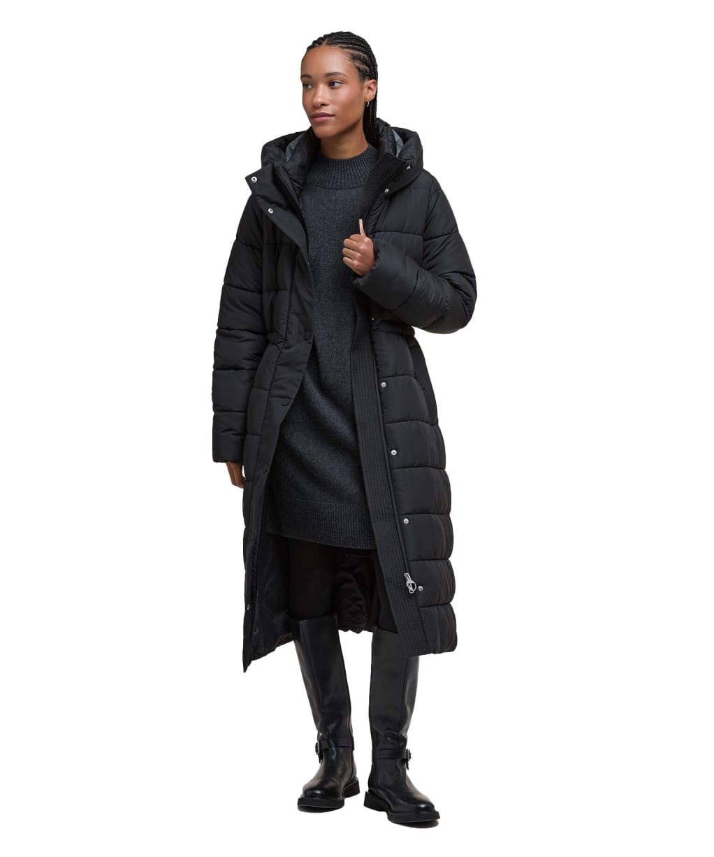Women's Barbour Freya Puffer Jacket - Black / Onyx Tartan