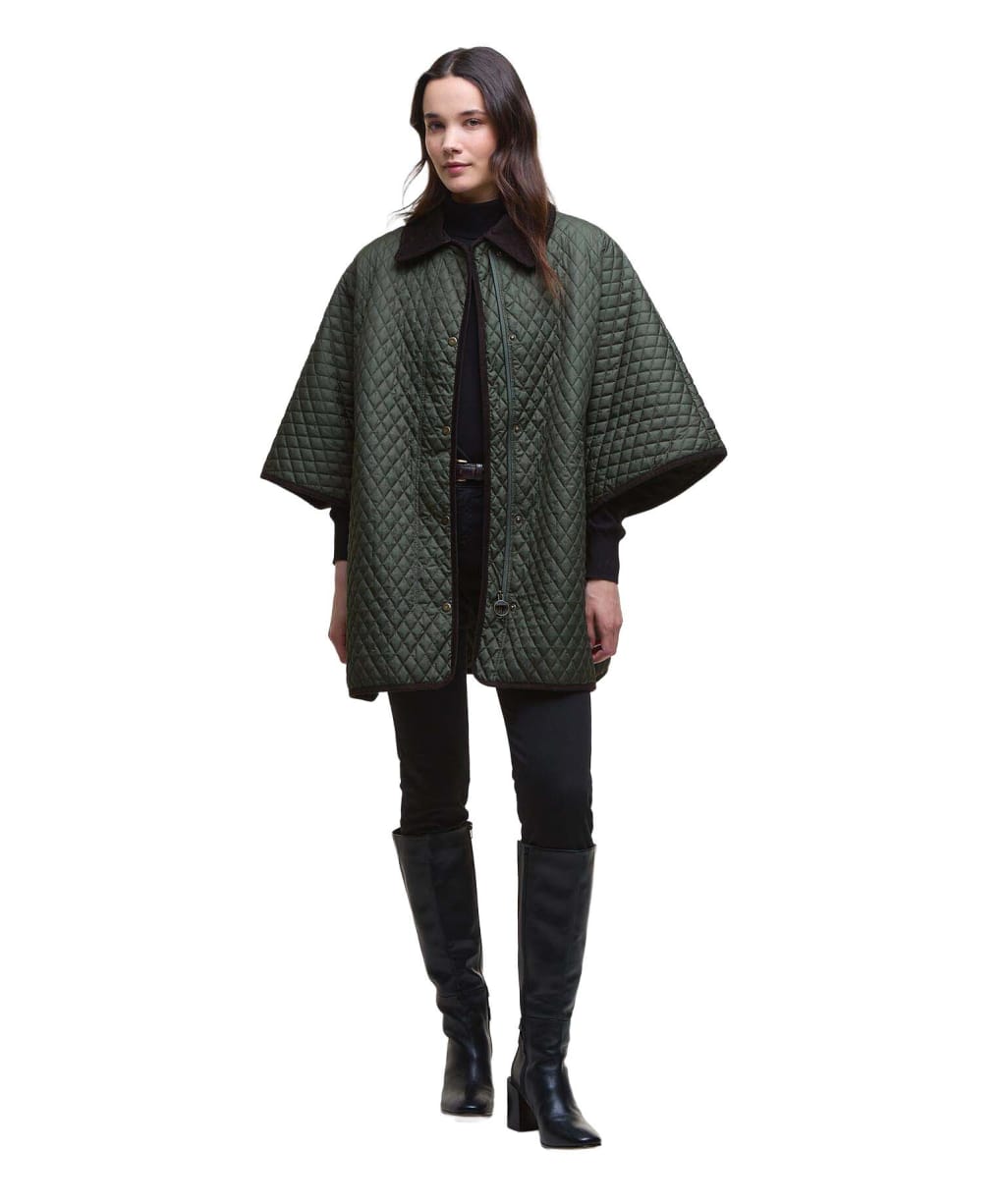 Women's Barbour Oakham Quilted Cape - Olive