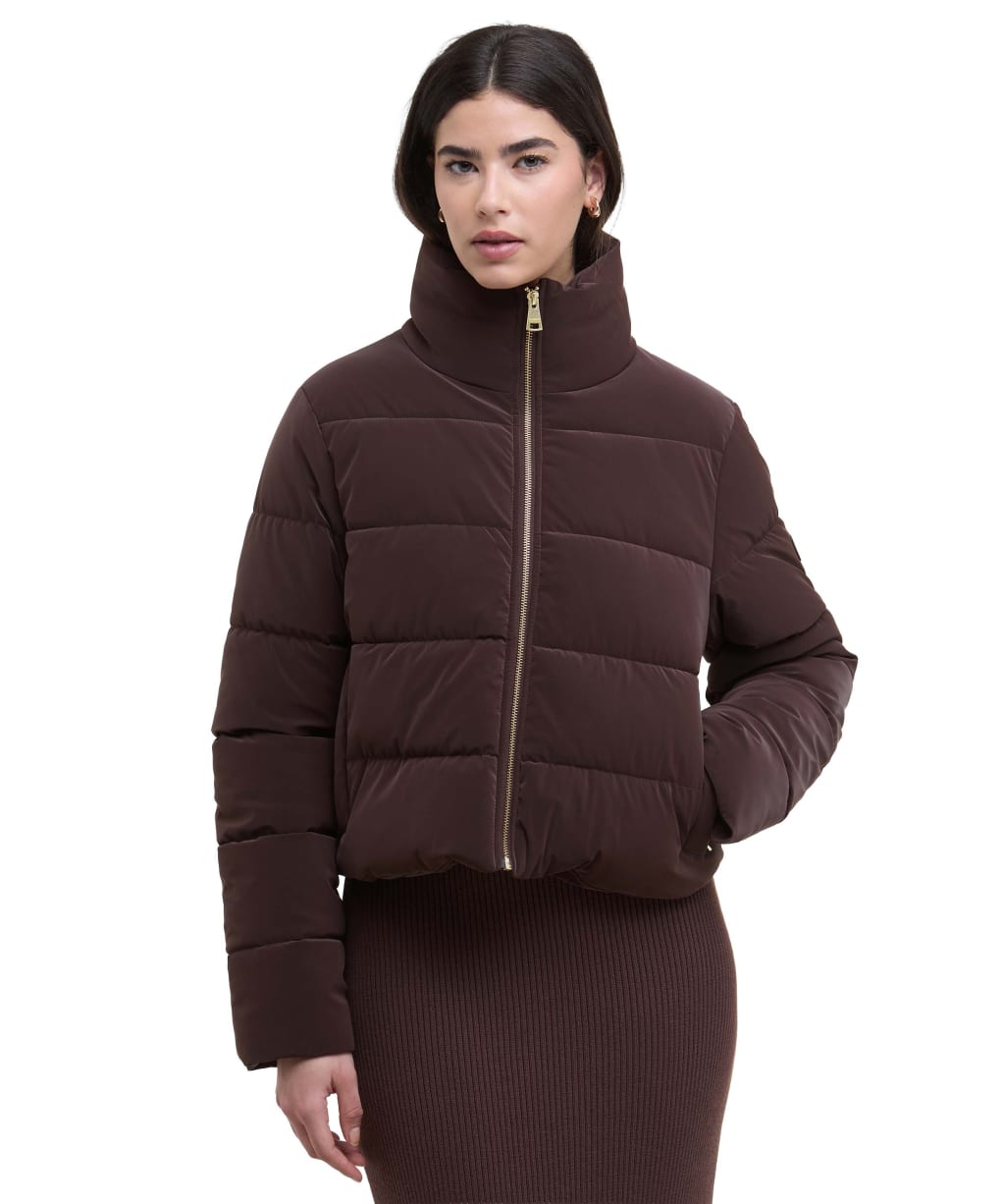 Women's Barbour International Hudson Faux Velvet Puffer Jacket - Red Velvet