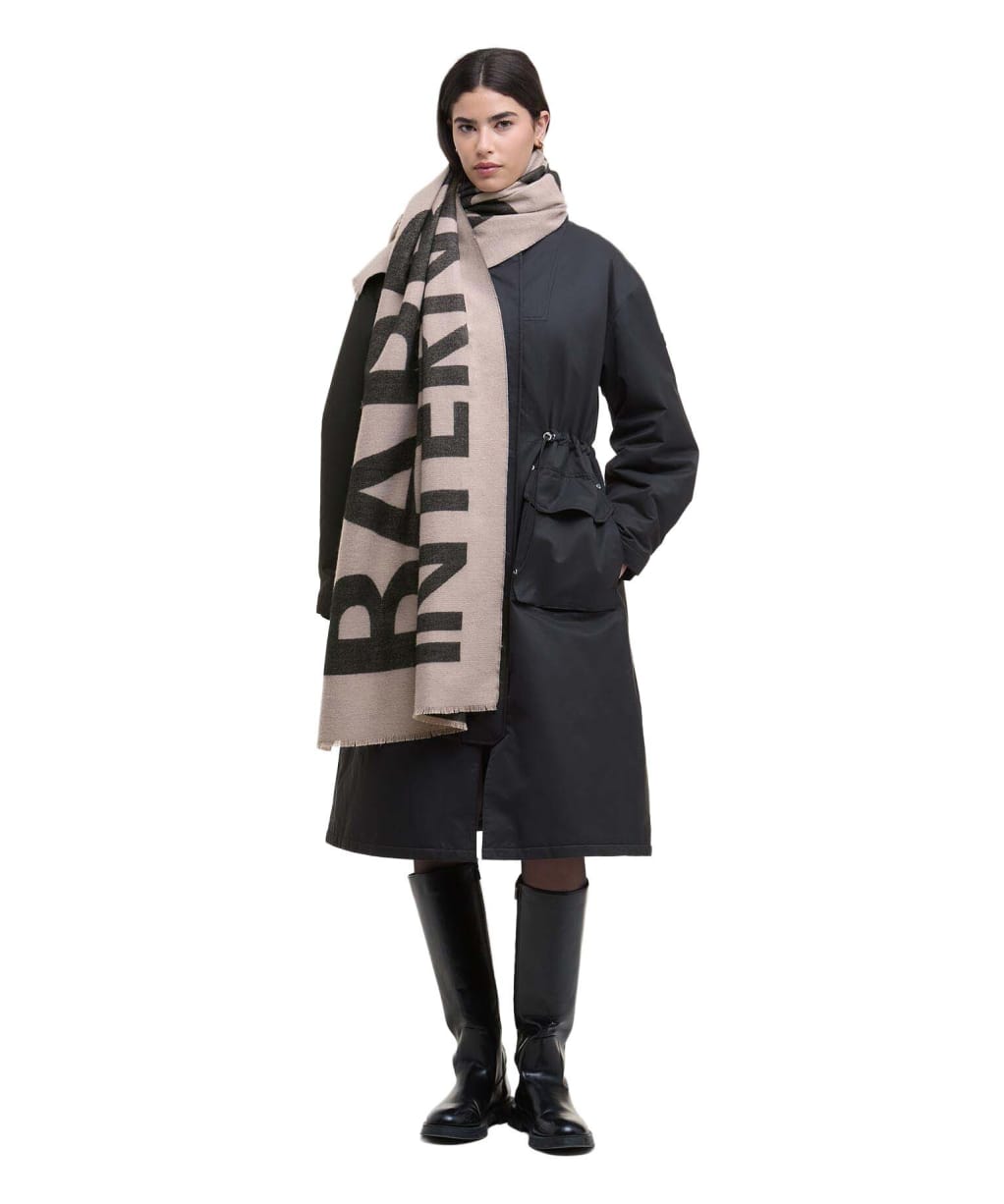 Women's Barbour International Milla Logo Scarf - Oat / Black
