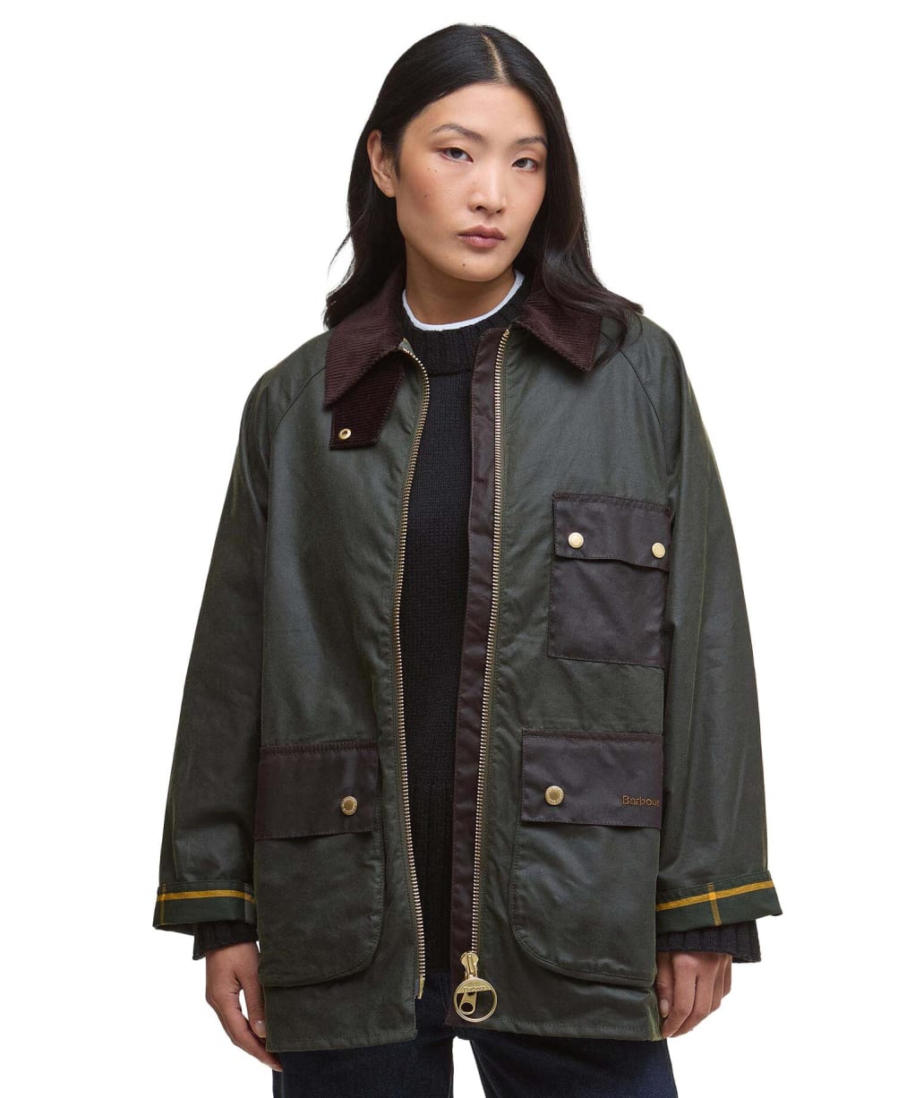 Women's Barbour Luella Waxed Jacket - Fern / Ancient Tartan