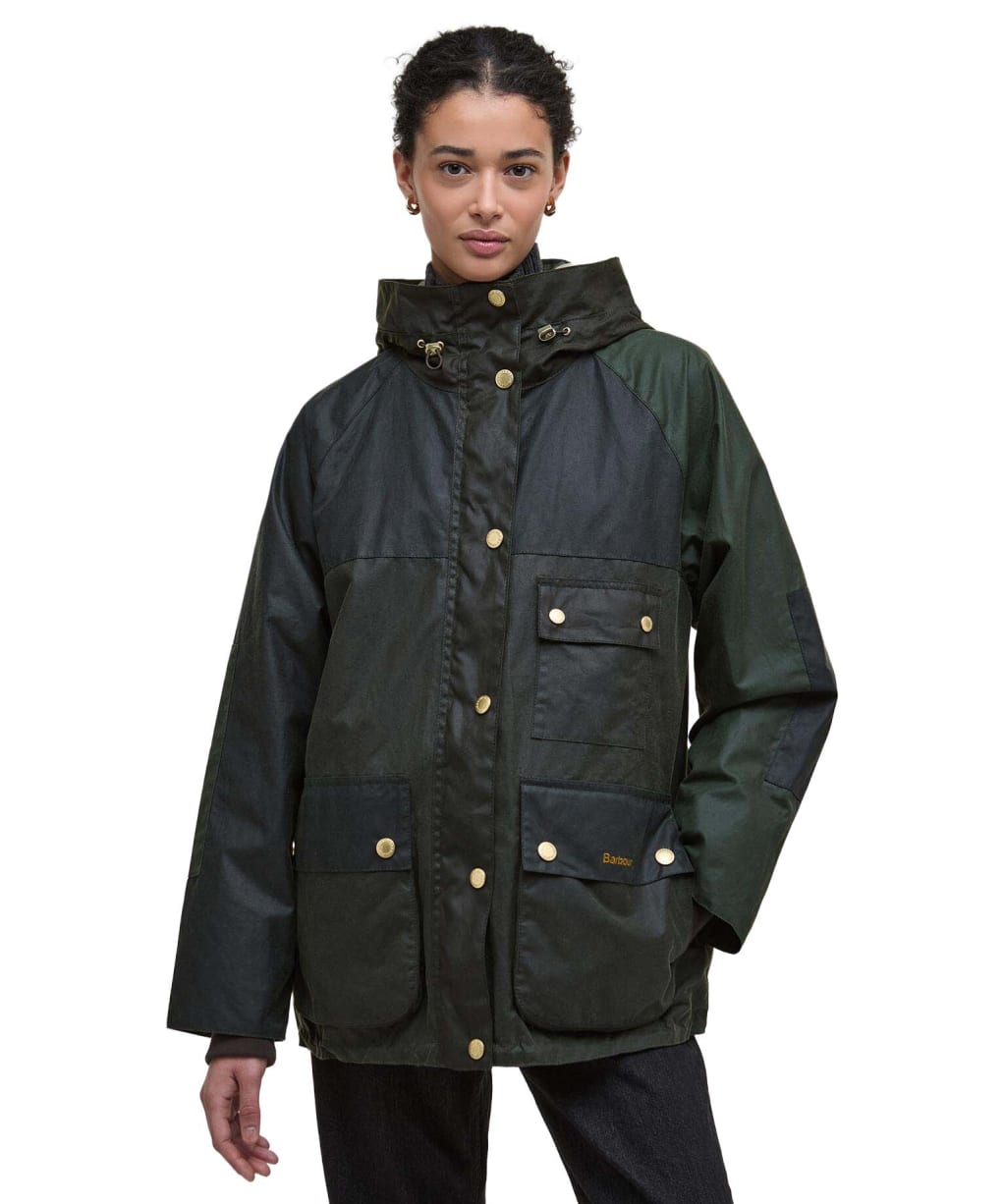 Women's Barbour Keeley Wax Jacket - Fern / Sage / Duffle Bag / Ancient Tartan