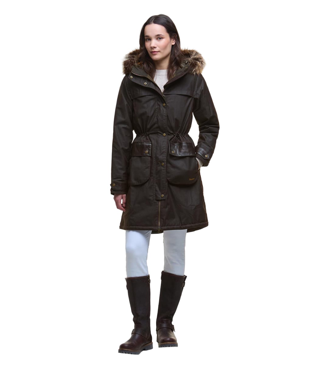 Women's Barbour Durham City Waxed Parka - Rustic