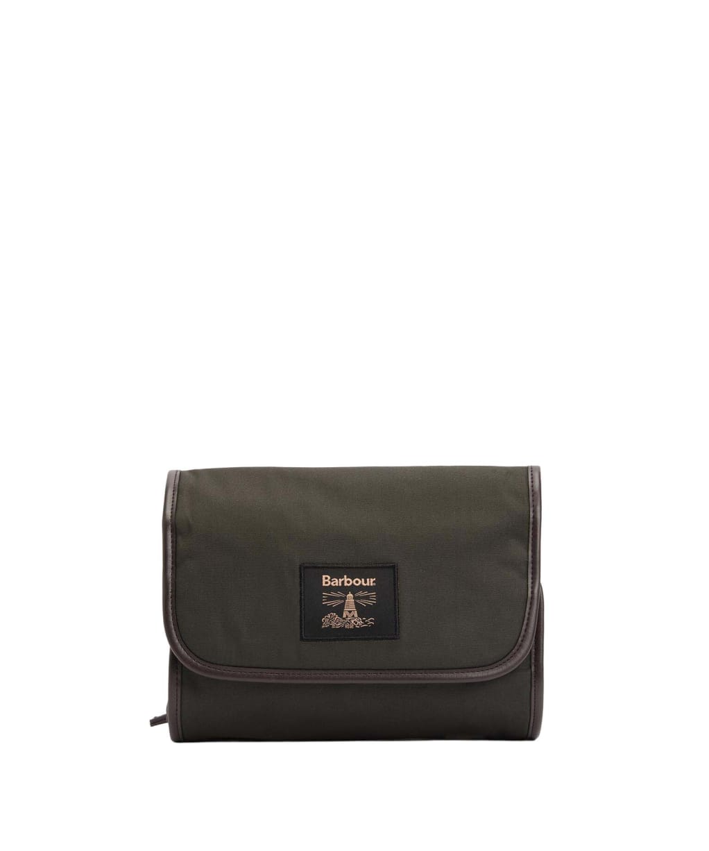 Men’s Barbour Wax Hanging Washbag - OLIVE/BEACON