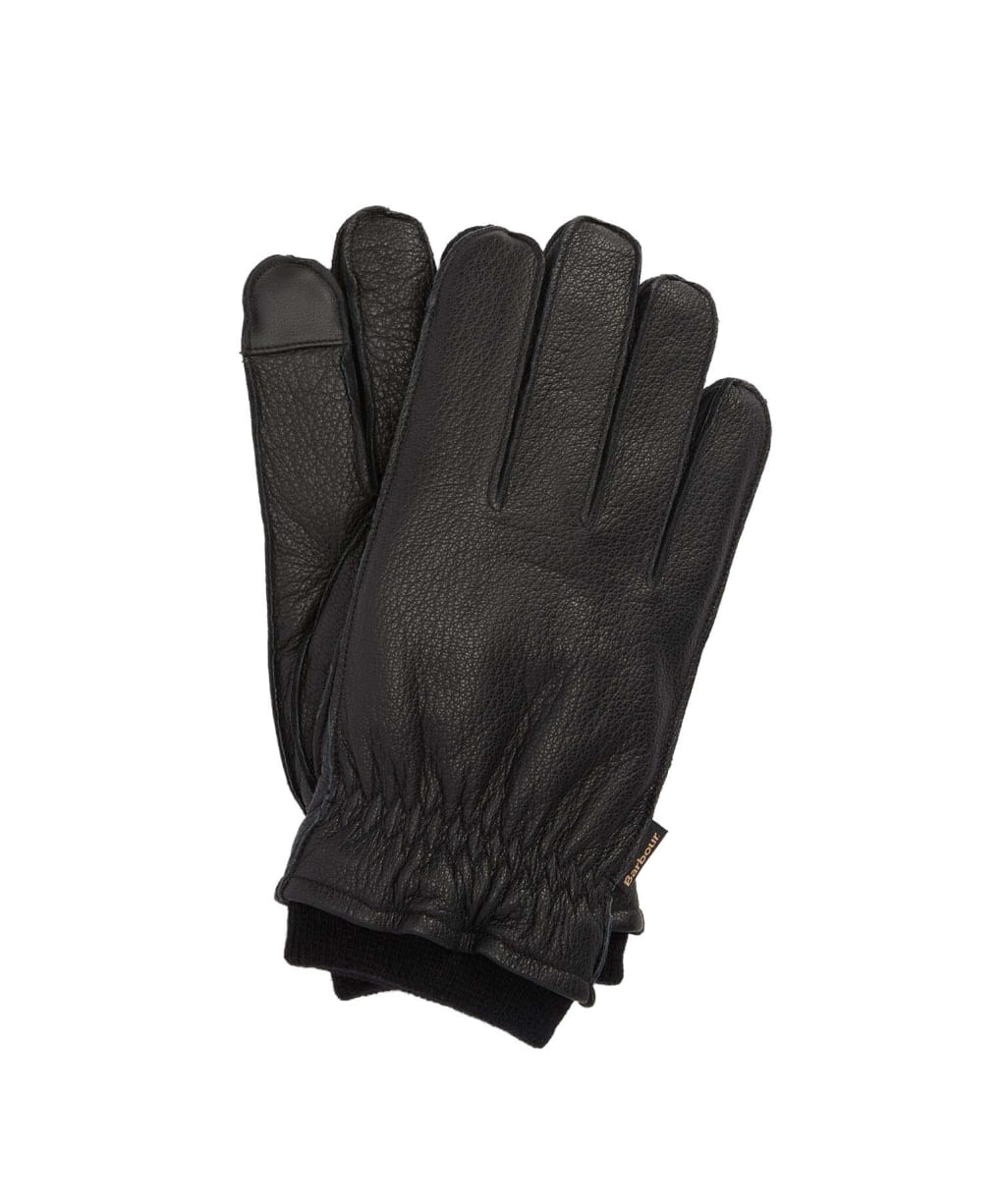 Men's Barbour Highfield Leather Gloves - Black