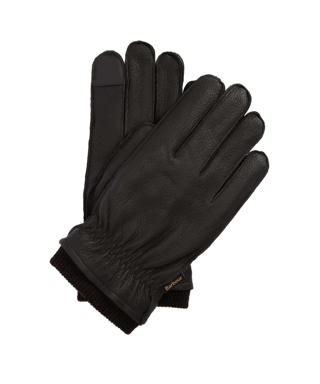 Men's Barbour Highfield Leather Gloves - Dark Brown
