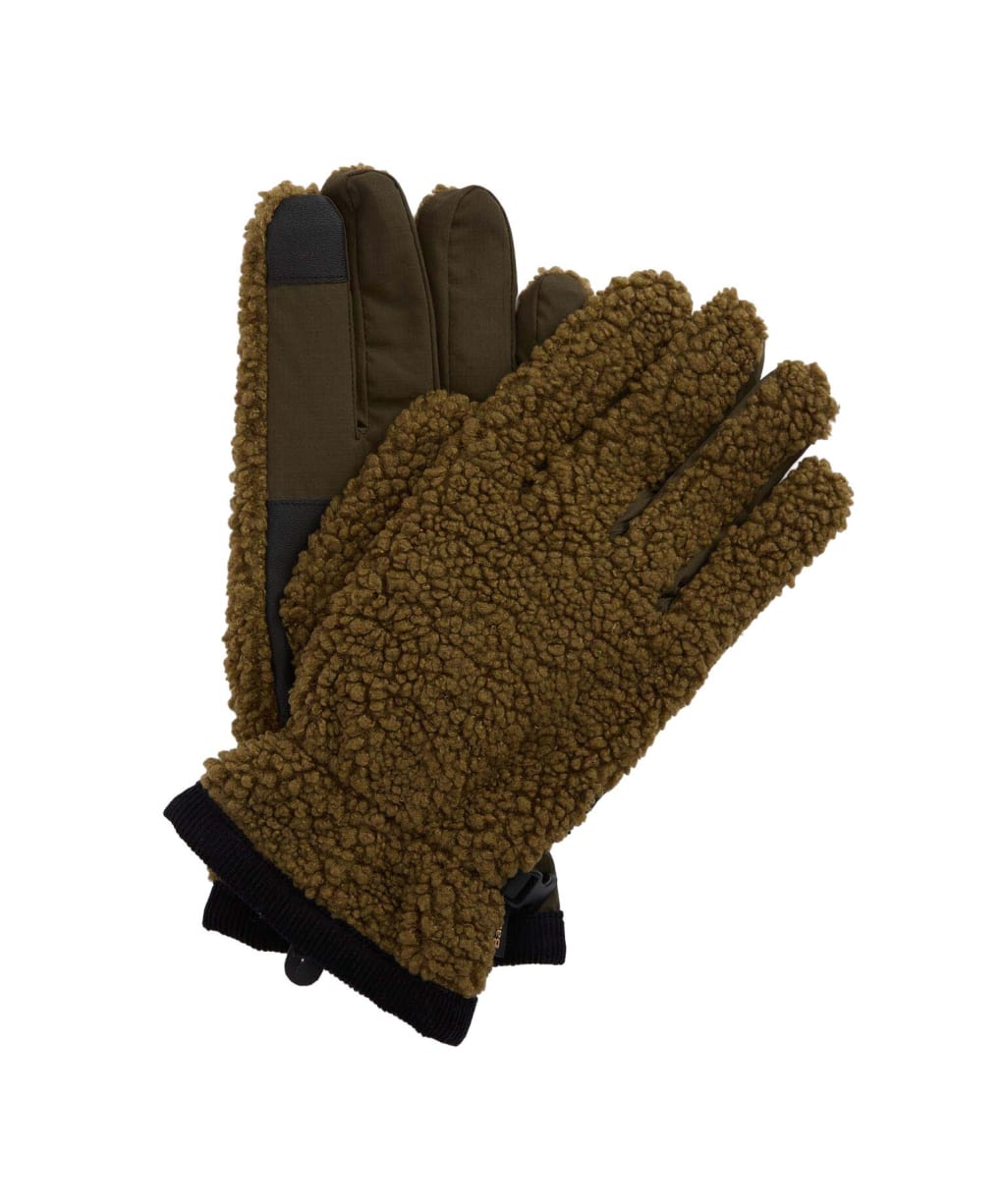 Men's Barbour Field Waterproof Fleece Gloves - LIGHT SAGE/BLACK