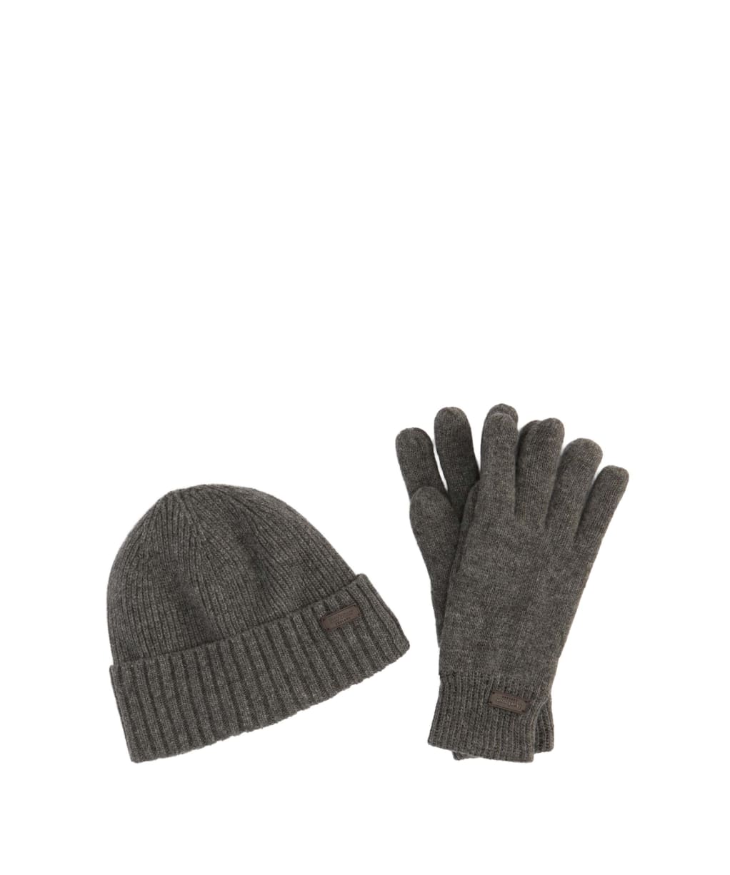 Men's Barbour Carlton Beanie & Gloves Gift Set - Grey