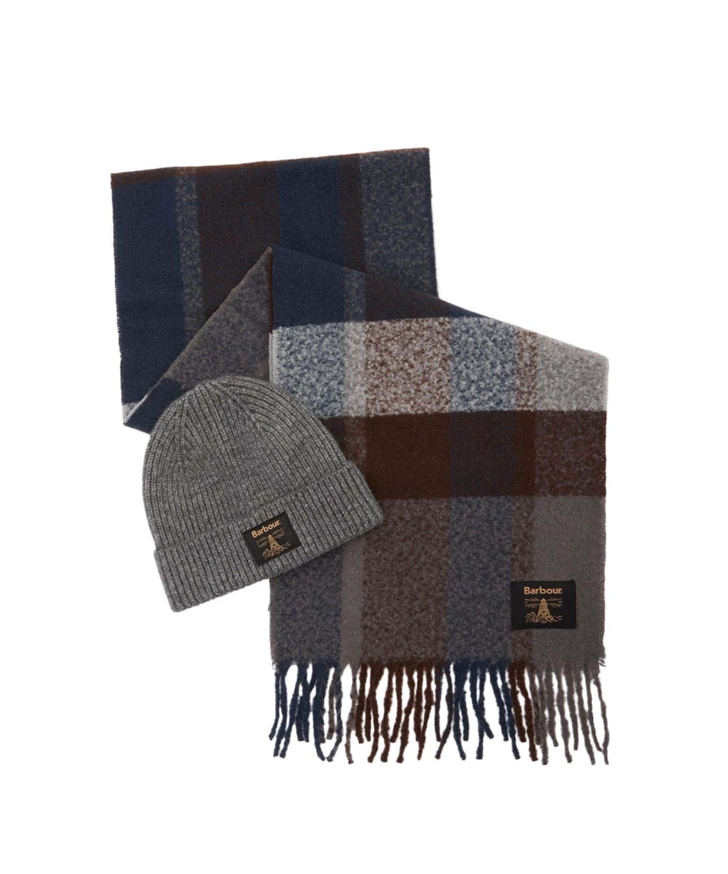 Men's Barbour Westerdale Beanie & Scarf Gift Set - Midnight Oak