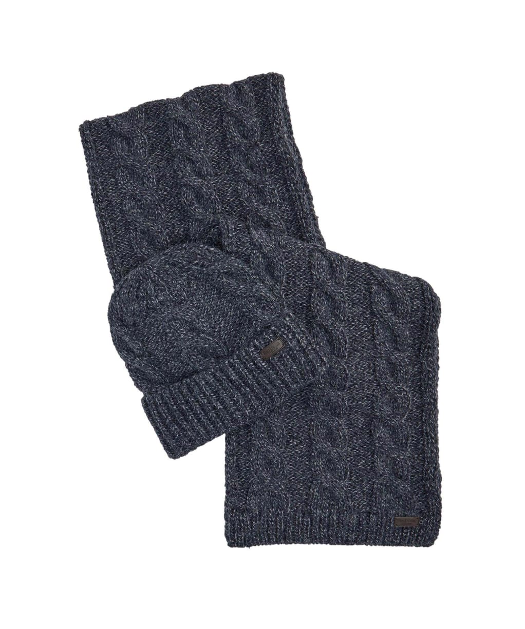 Men's Barbour Jesmond Beanie And Scarf Gift Set - Navy