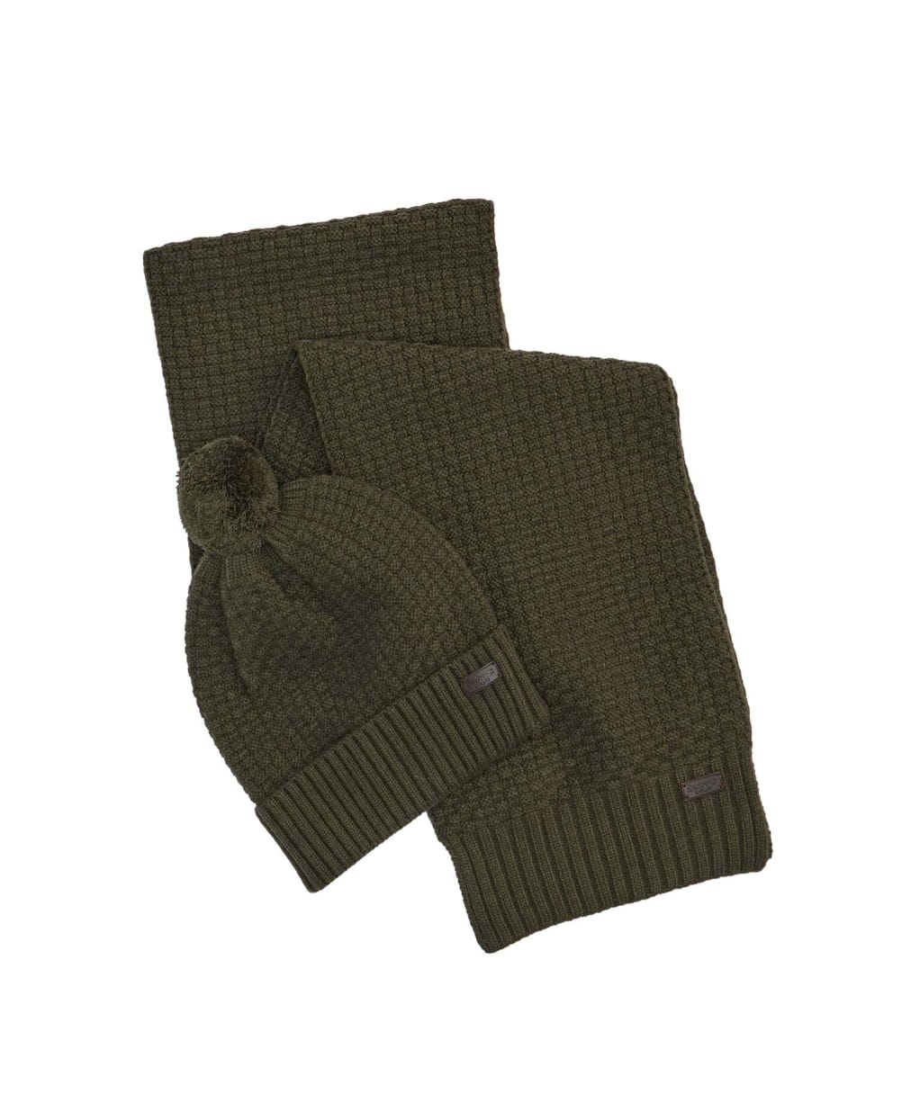 Men's Barbour Ramside Beanie And Scarf Gift Set - Dark Olive