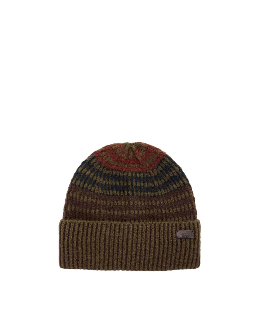 Men's Barbour Harray Beanie Hat - OLIVE/FIRED BRIC