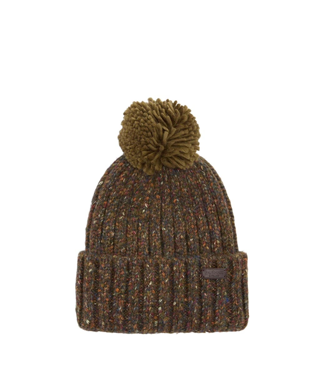 Men's Barbour Kelson Fleck Pom Beanie Hat - Olive