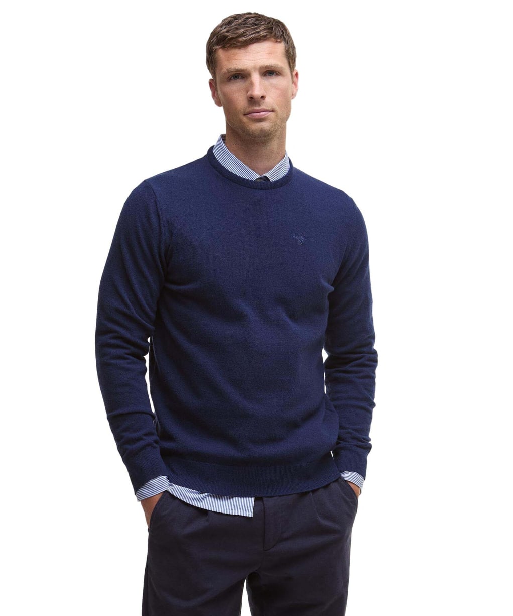 Men's Barbour Essential Lambswool Crew Neck Sweater - Atlantic Blue