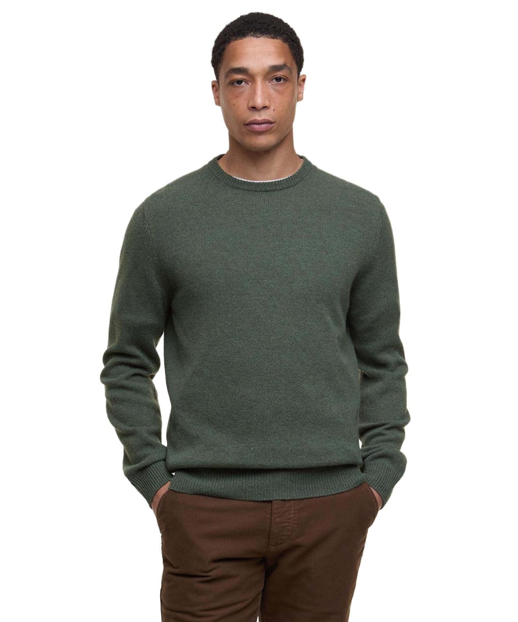 Men's Barbour Patch Crew Neck Lambswool Sweater - Olive
