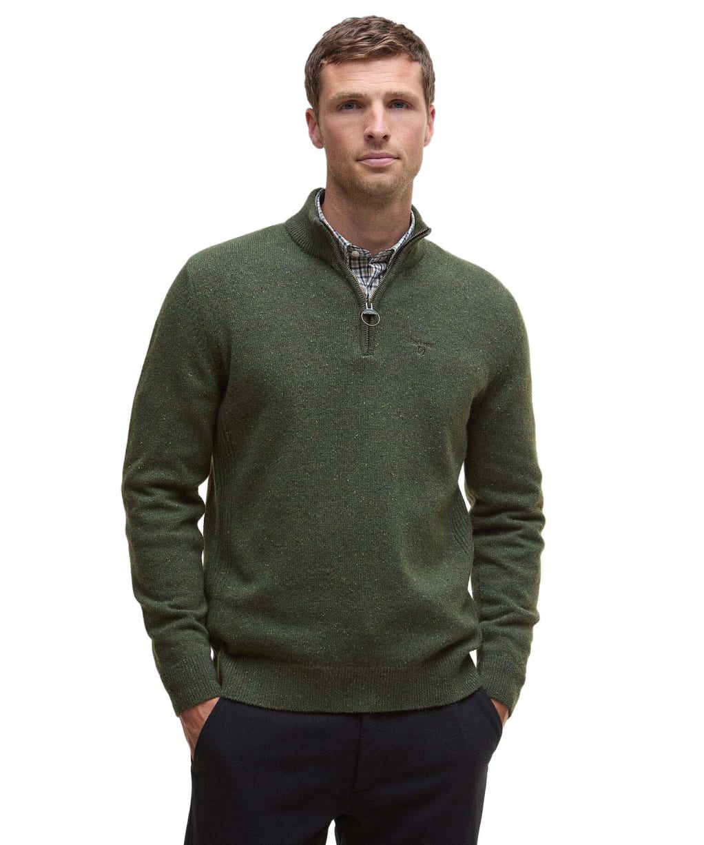 Men's Barbour Tisbury Half Zip Sweater - Forest