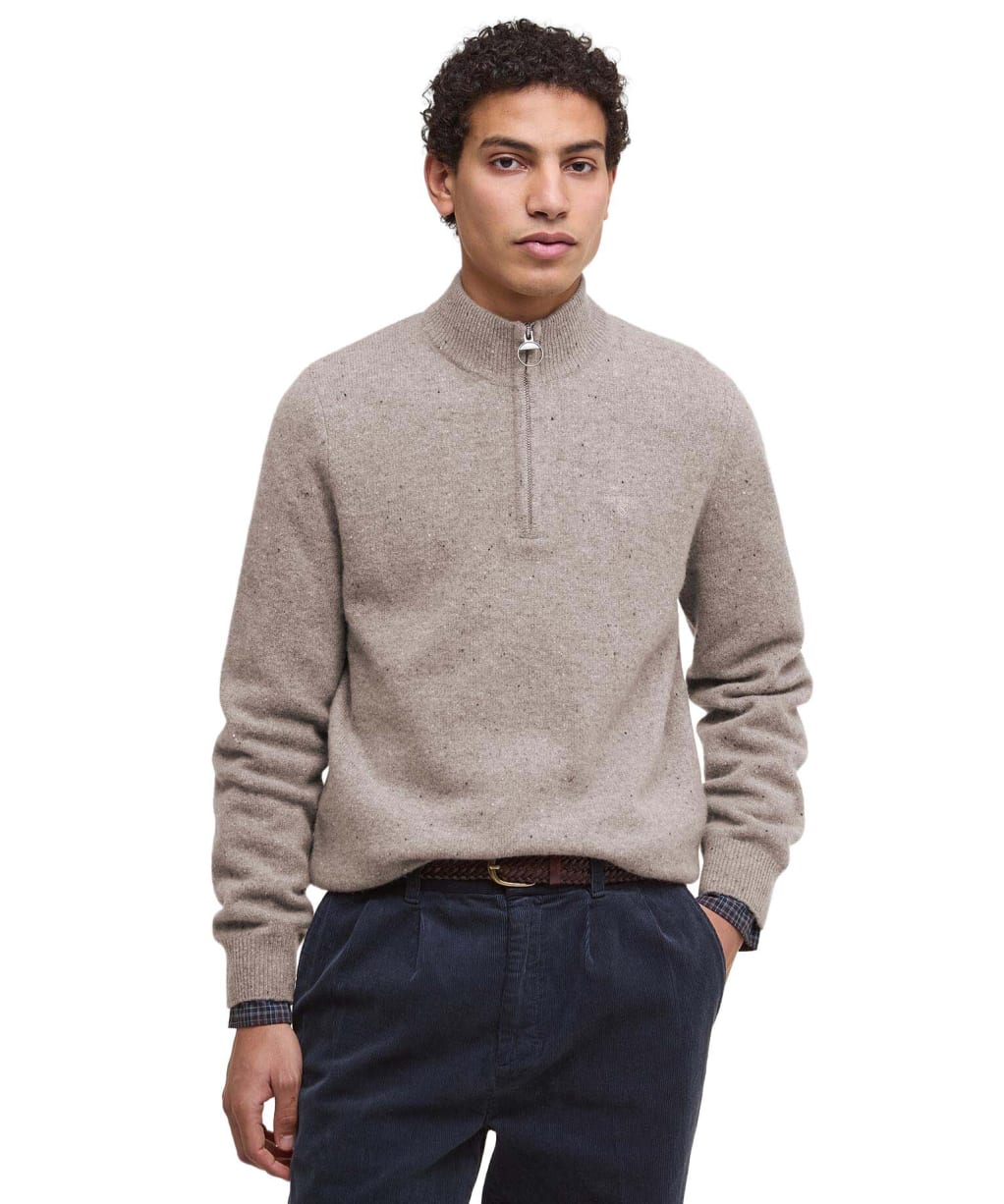 Men's Barbour Tainsbury Half Zip Knitted Jumper - Stone