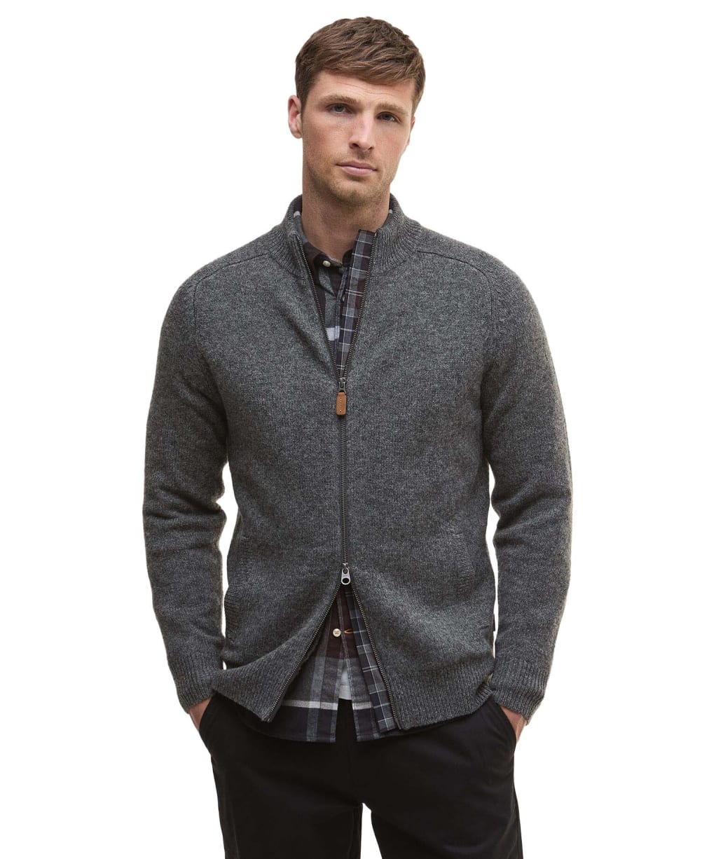 Men's Barbour Talder Zip Through Knitted Jumper - Charcoal