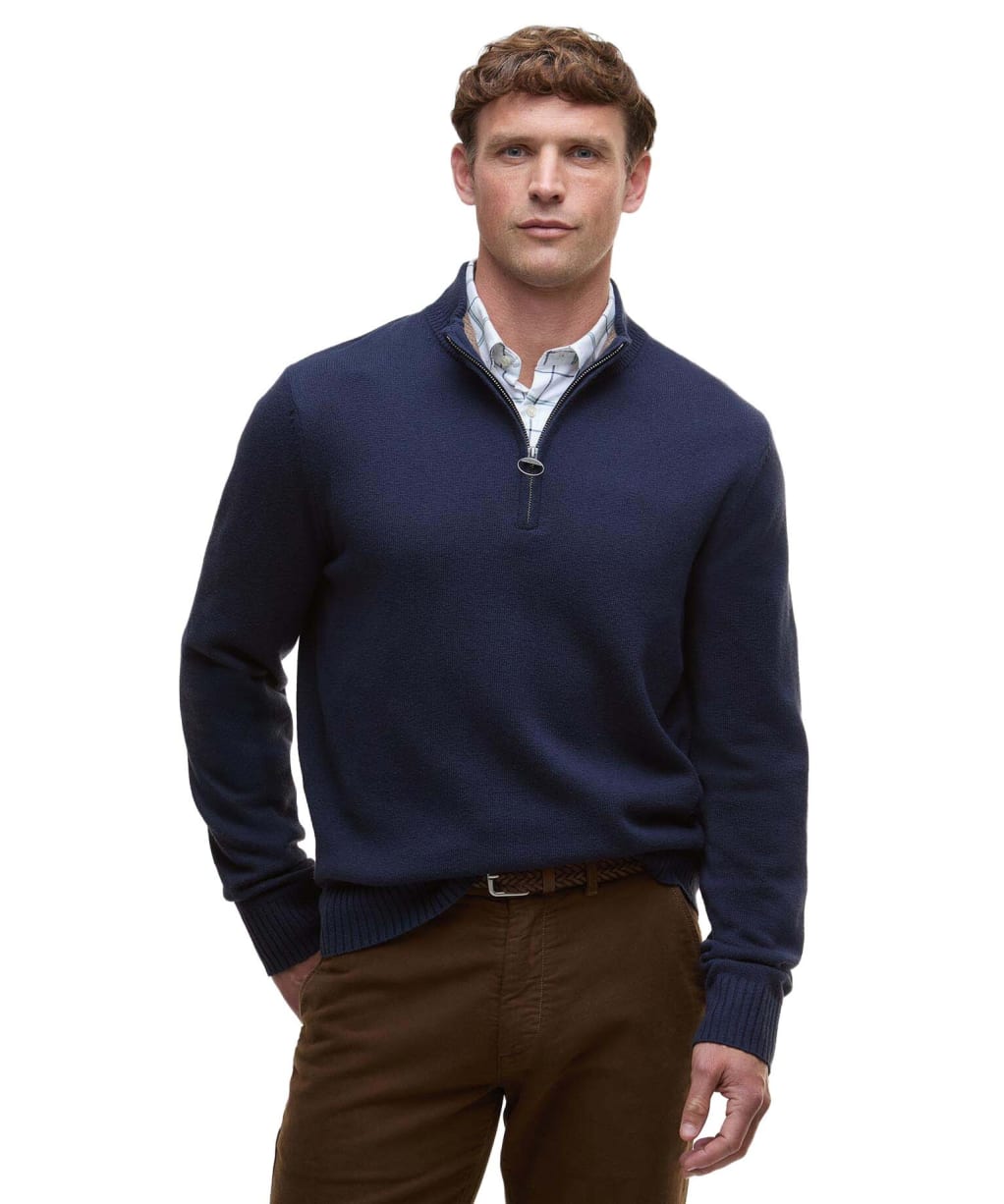 Men's Barbour Kelson Half Zip Knitted Jumper - Navy