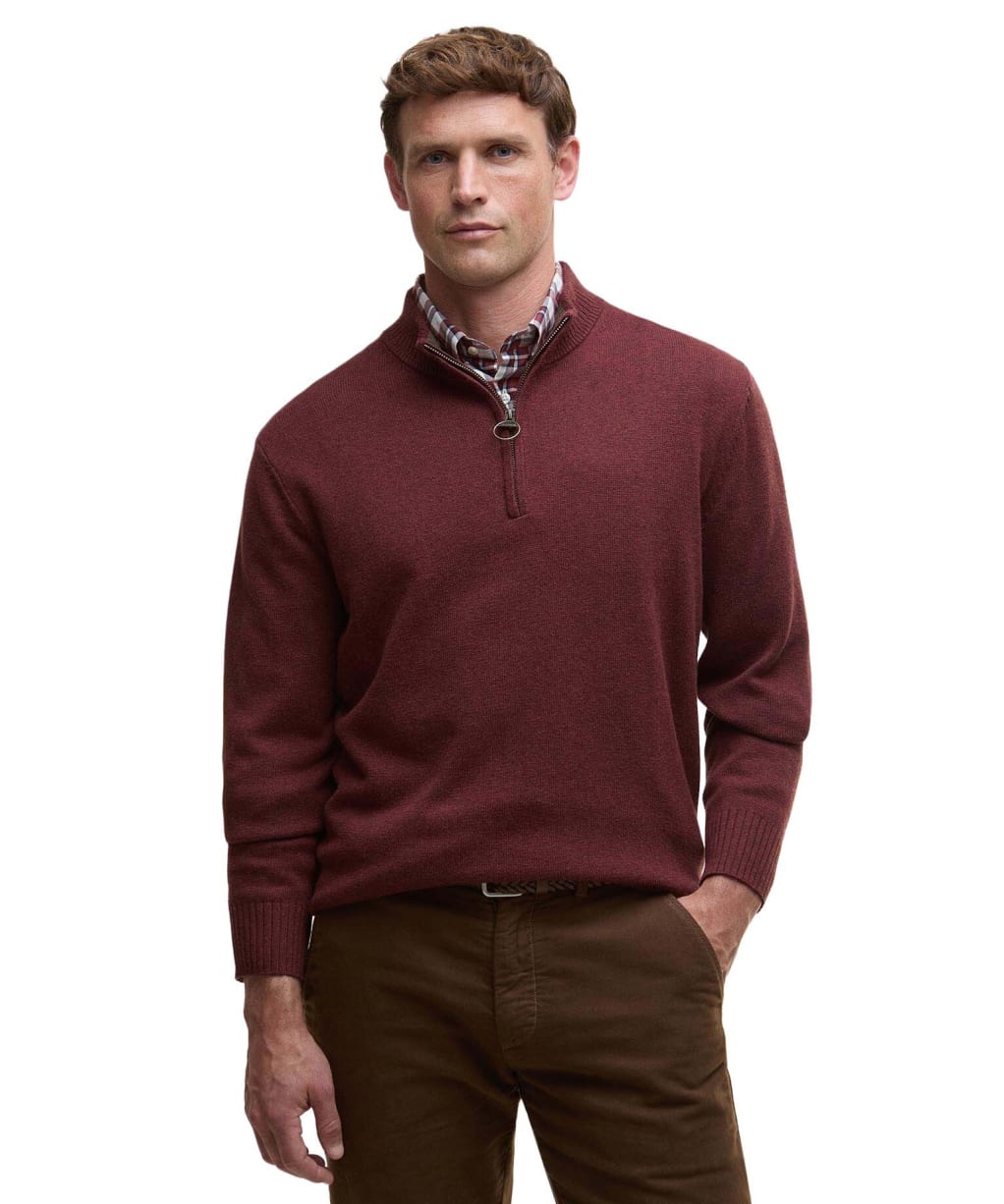 Men's Barbour Kelson Half Zip Knitted Jumper - Fired Brick