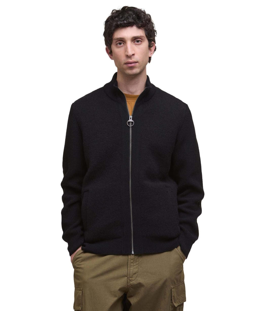 Men's Barbour Milburn Zip Through Knitted Jumper - Black