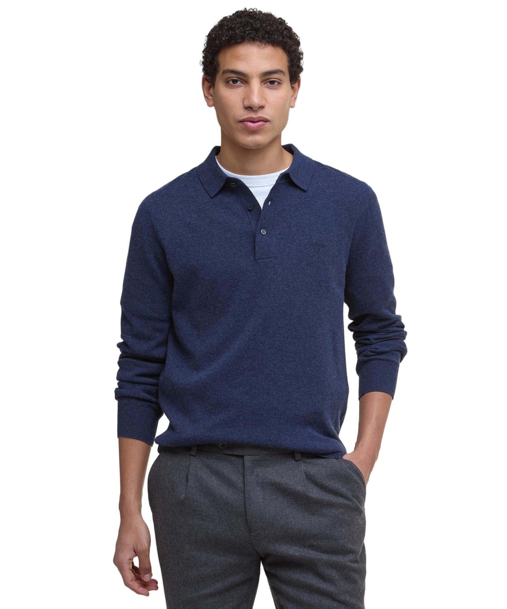 Men's Barbour Hutherston Knitted Polo Shirt - Navy Marl