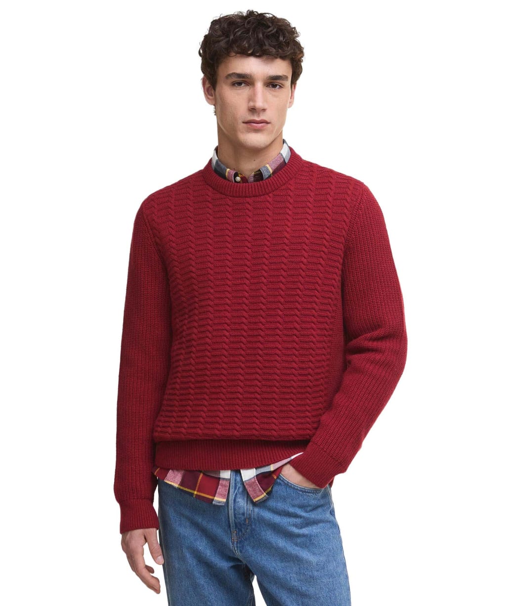 Men's Barbour Cleveland Crew Neck Sweater - Biking Red