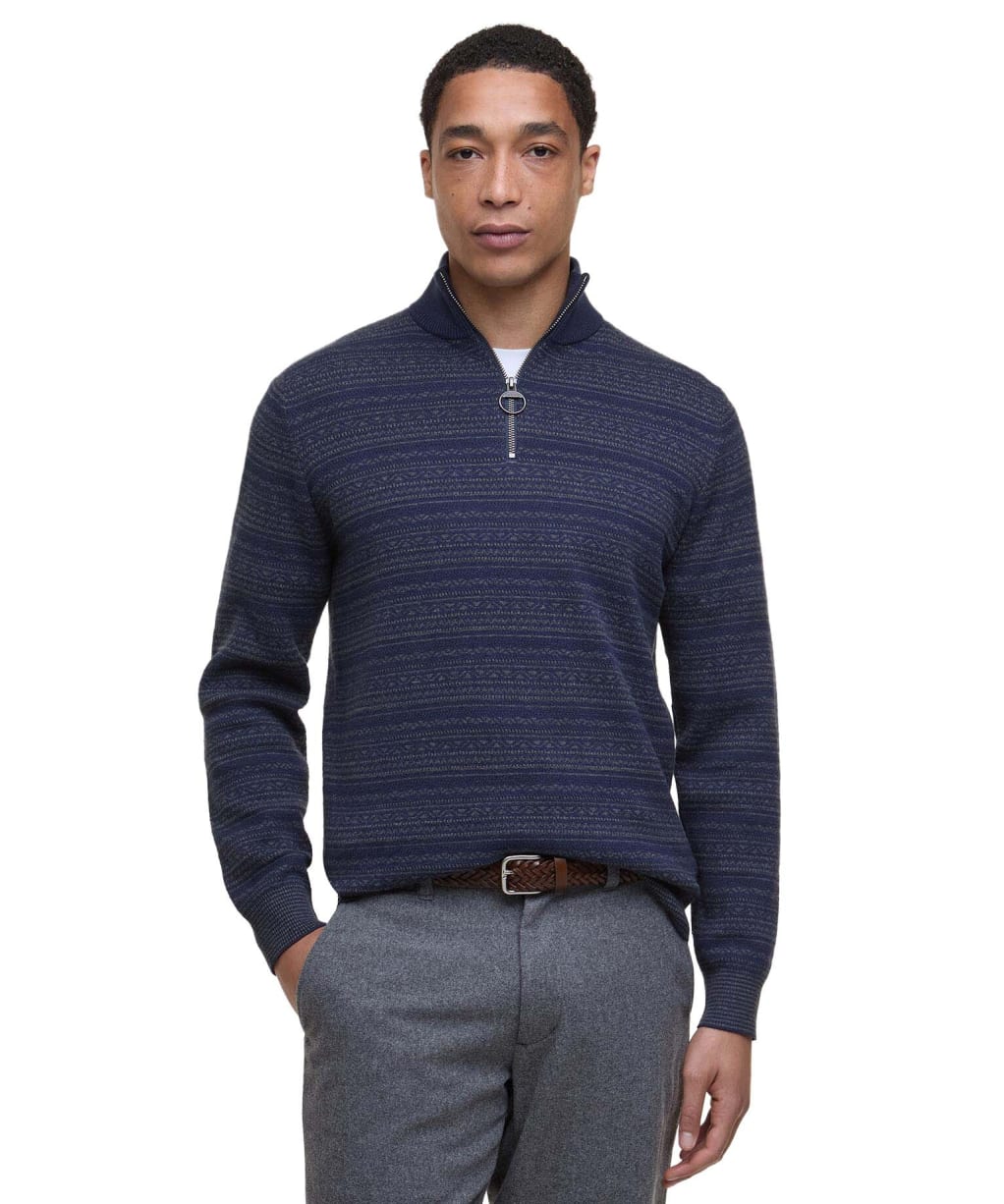 Men's Barbour Dartfield Half Zip Knitted Jumper - Navy