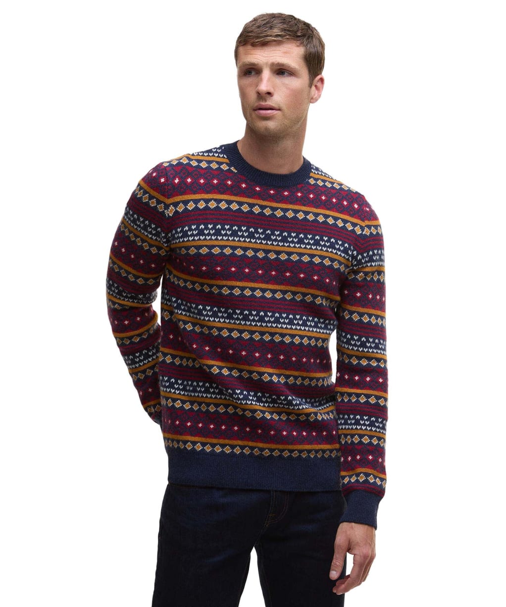 Men's Barbour Easdale Fair Isle Crew Neck Sweater - Navy