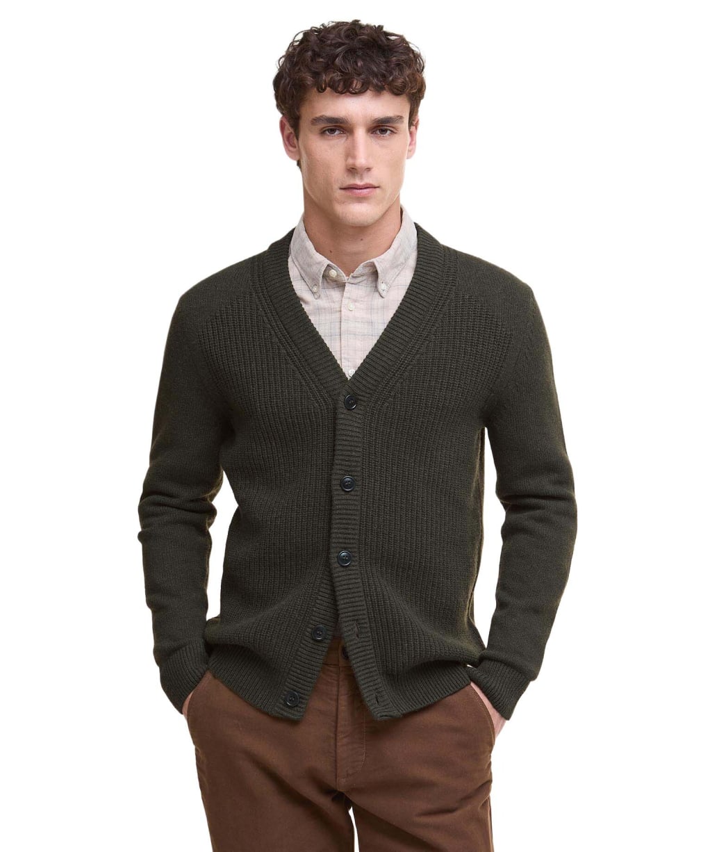 Men's Barbour Mainland Knitted Cardigan - Olive