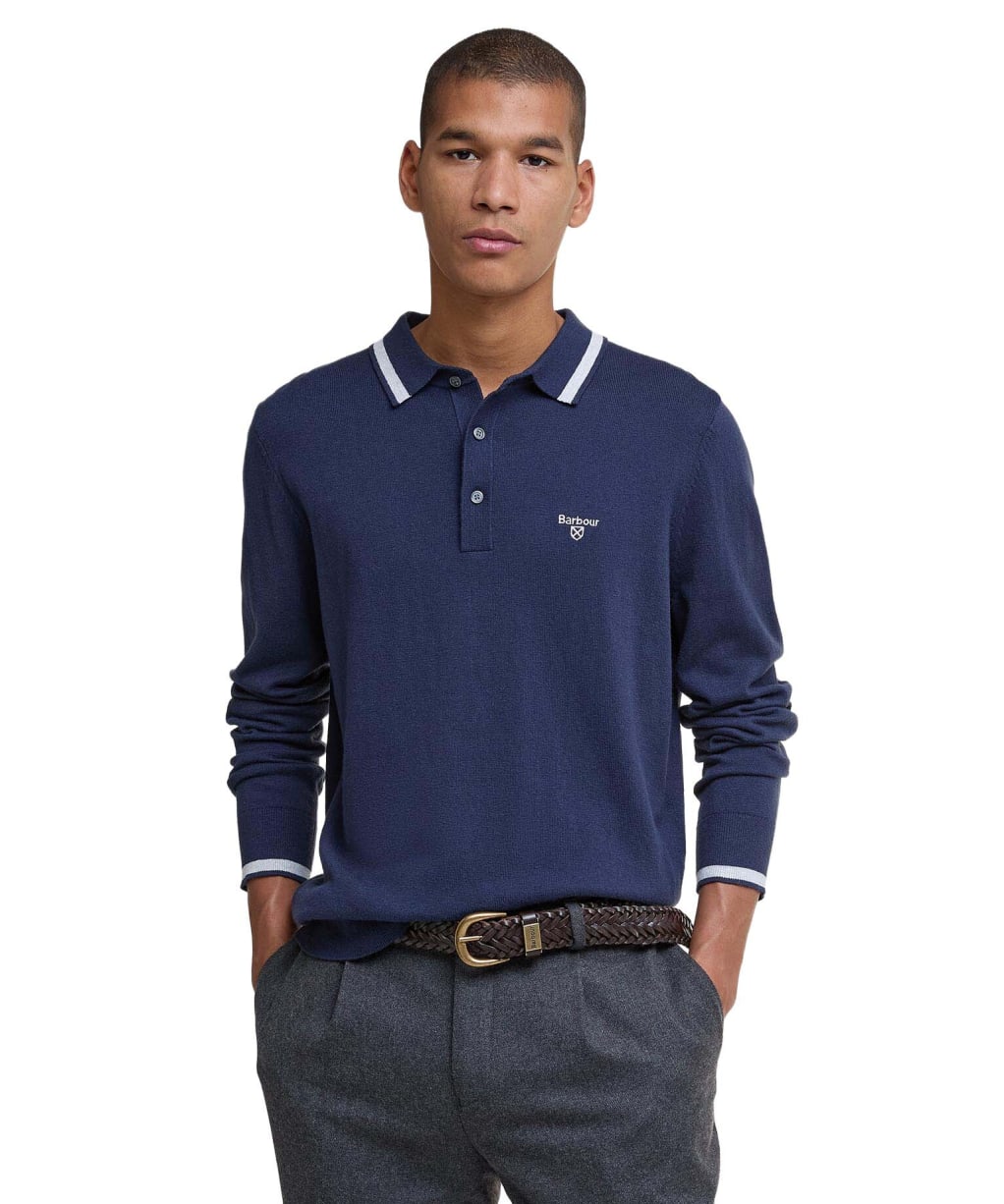 Men's Barbour Rocton Knitted Polo Shirt - Navy