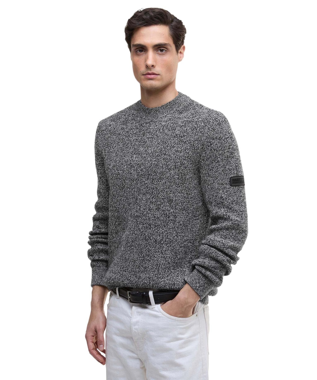 Men's Barbour International Declan Yarn Twist Crew Neck Jumper - Black