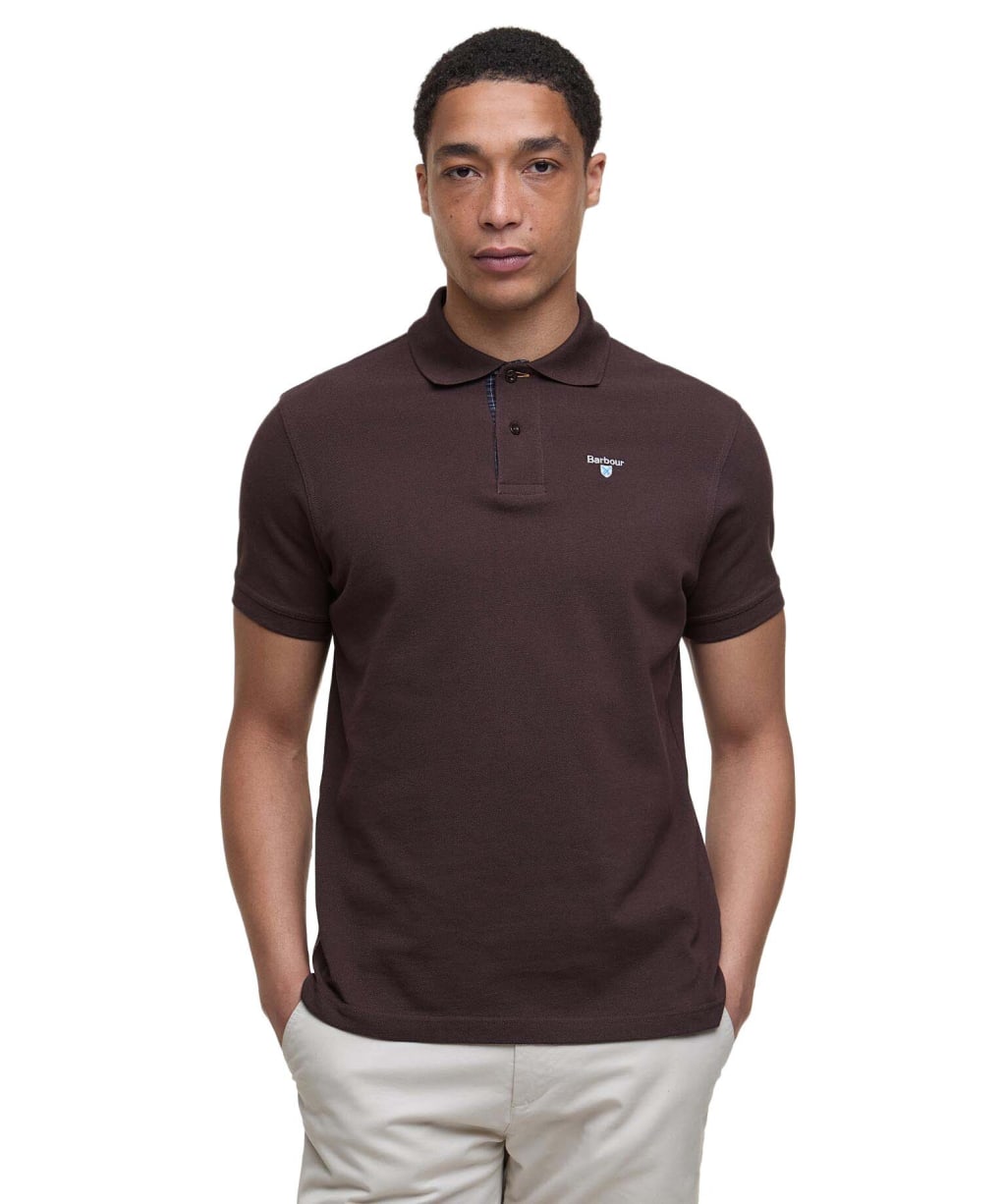 Men's Barbour Tartan Pique Polo Shirt - Dark Oak