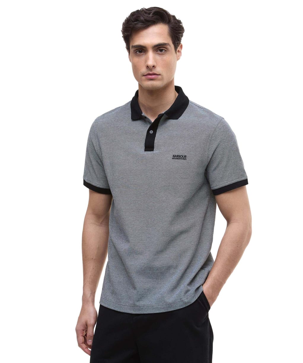 Men's Barbour International Morley Oxford Polo Shirt - Black / Whisper White