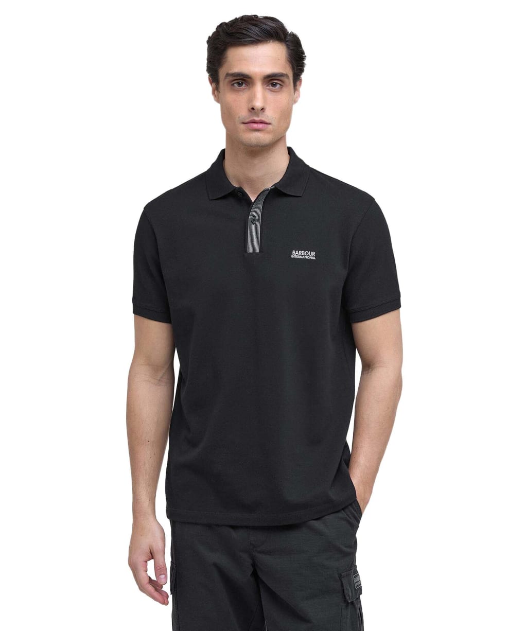 Men's Barbour International Baynes Knit Placket Polo Shirt - Black